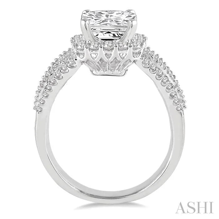 Cushion Shape Semi-Mount Halo Diamond Engagement Ring
