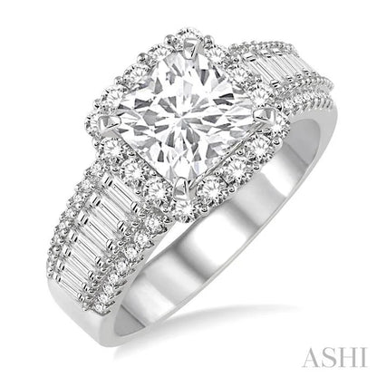 Cushion Shape Semi-Mount Halo Diamond Engagement Ring