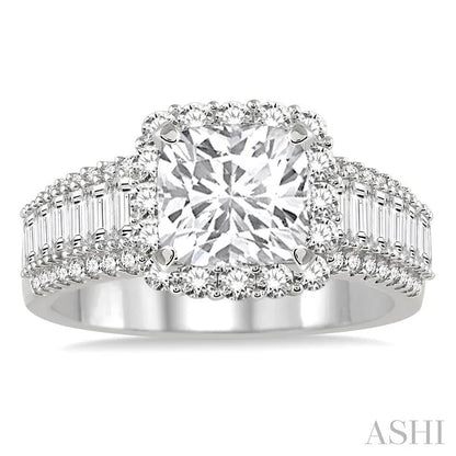 Cushion Shape Semi-Mount Halo Diamond Engagement Ring