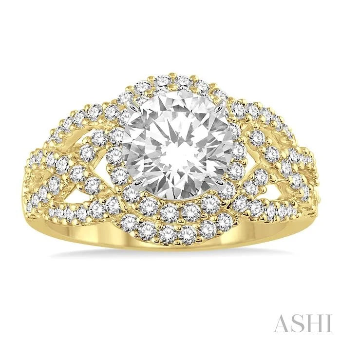Round Shape Semi-Mount Halo Diamond Engagement Ring