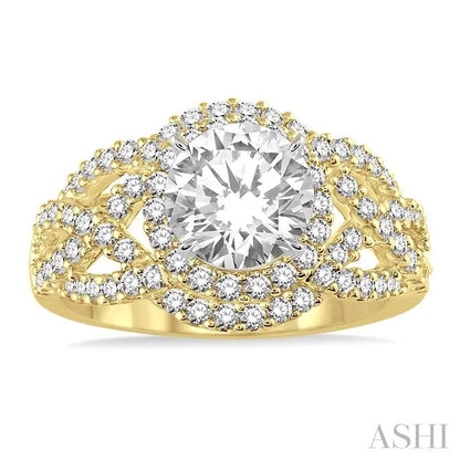 Round Shape Semi-Mount Halo Diamond Engagement Ring