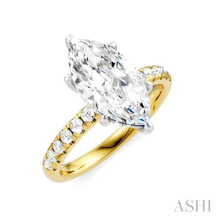 Marquise Shape Semi-Mount Diamond Engagement Ring