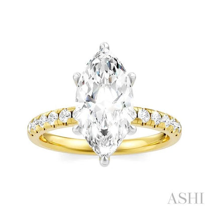 Marquise Shape Semi-Mount Diamond Engagement Ring