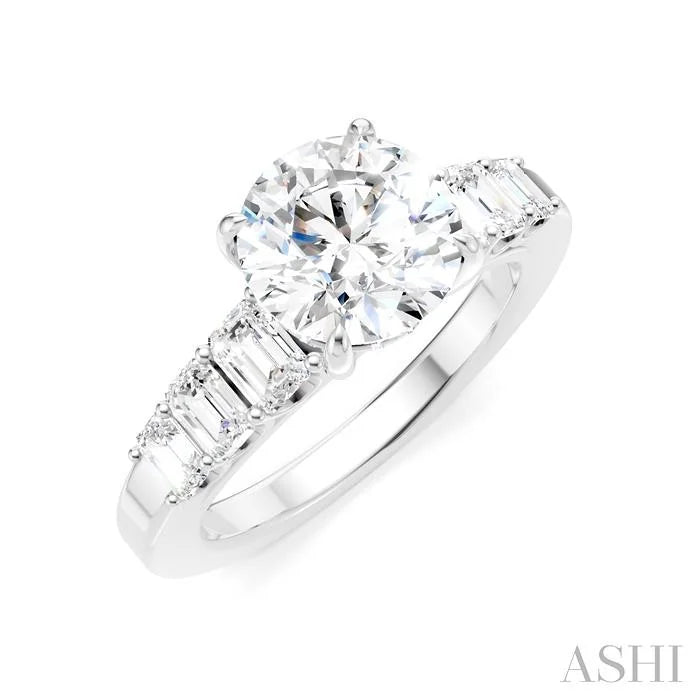 Round Shape Semi-Mount Diamond Engagement Ring