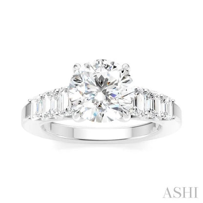 Round Shape Semi-Mount Diamond Engagement Ring