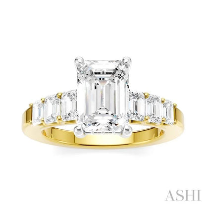 Emerald Shape Semi-Mount Diamond Engagement Ring