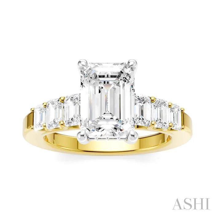 Emerald Shape Semi-Mount Diamond Engagement Ring