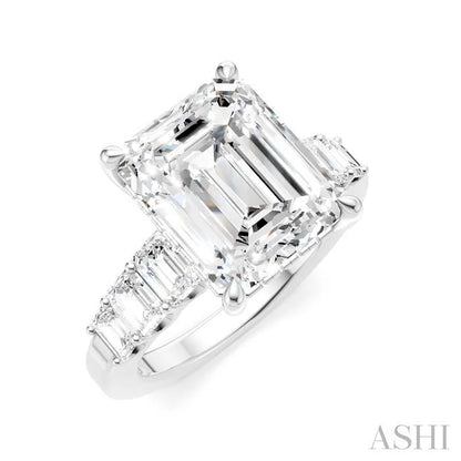 Emerald Shape Semi-Mount Diamond Engagement Ring