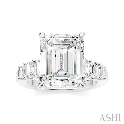 Emerald Shape Semi-Mount Diamond Engagement Ring