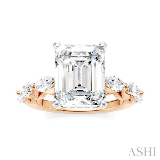 Emerald Shape Semi-Mount Diamond Engagement Ring
