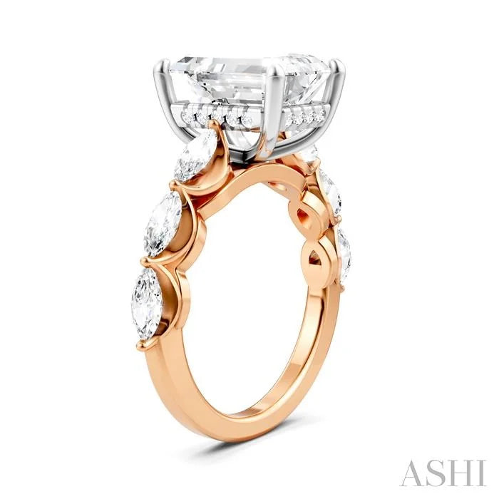 Emerald Shape Semi-Mount Diamond Engagement Ring