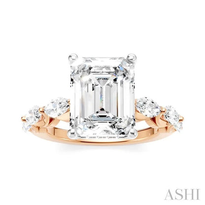 Emerald Shape Semi-Mount Diamond Engagement Ring