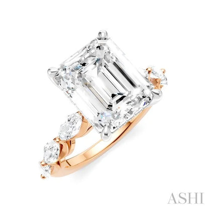 Emerald Shape Semi-Mount Diamond Engagement Ring