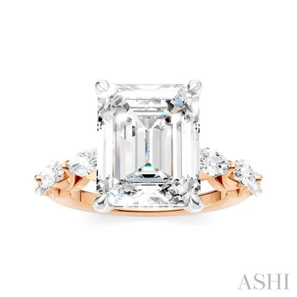 Emerald Shape Semi-Mount Diamond Engagement Ring