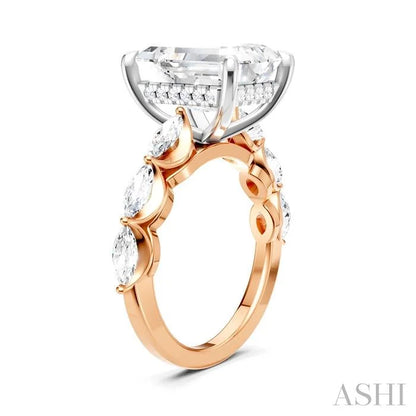 Emerald Shape Semi-Mount Diamond Engagement Ring