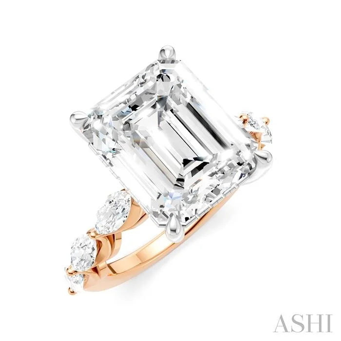 Emerald Shape Semi-Mount Diamond Engagement Ring