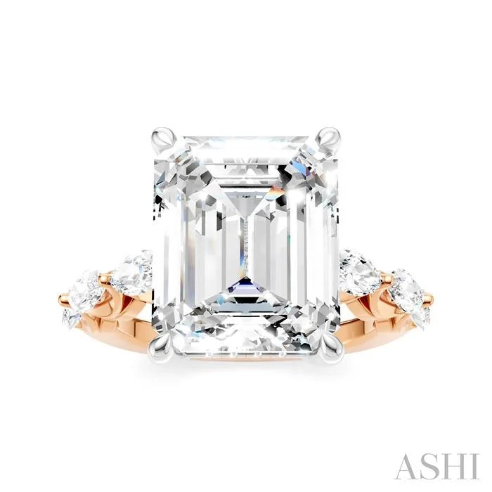 Emerald Shape Semi-Mount Diamond Engagement Ring