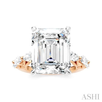 Emerald Shape Semi-Mount Diamond Engagement Ring