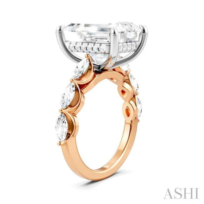Emerald Shape Semi-Mount Diamond Engagement Ring