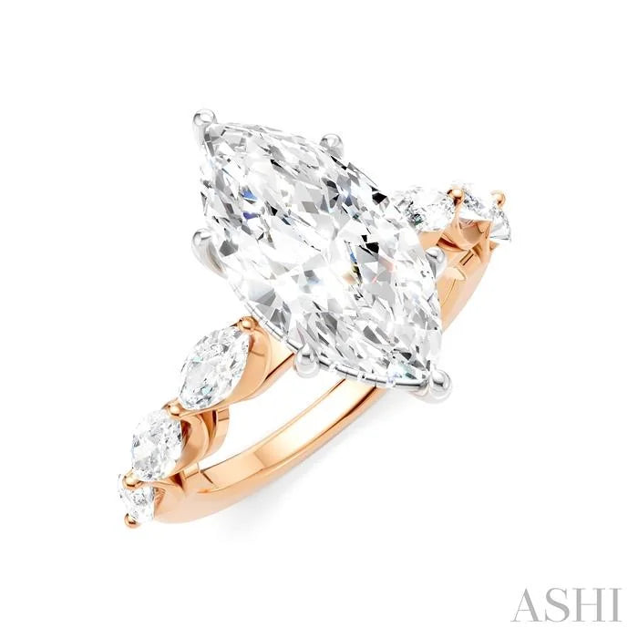 Marquise Shape Semi-Mount Diamond Engagement Ring