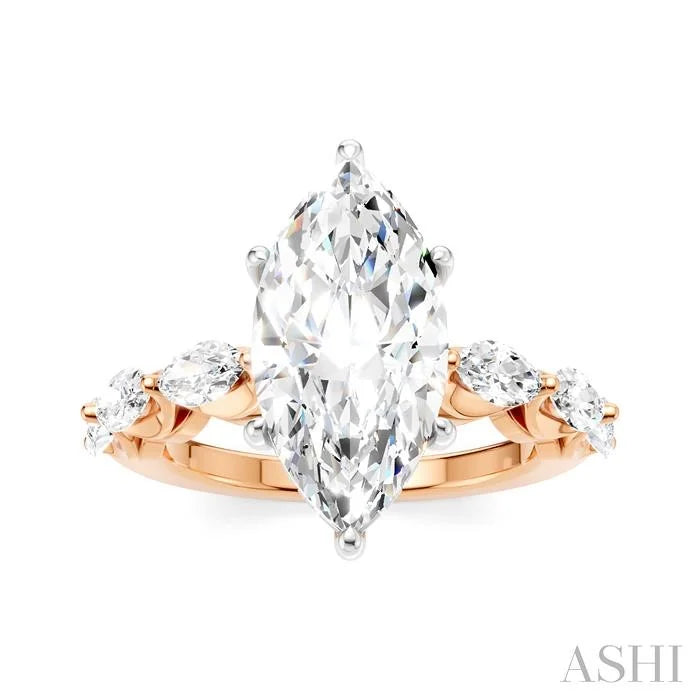 Marquise Shape Semi-Mount Diamond Engagement Ring