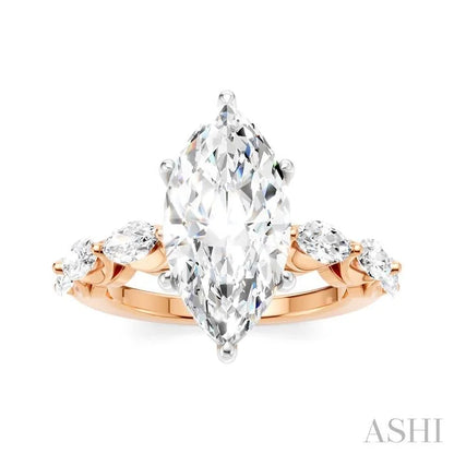 Marquise Shape Semi-Mount Diamond Engagement Ring