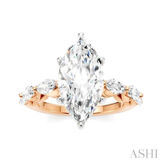 Marquise Shape Semi-Mount Diamond Engagement Ring