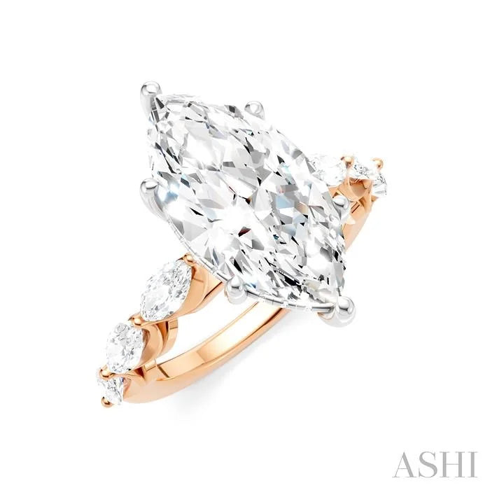 Marquise Shape Semi-Mount Diamond Engagement Ring