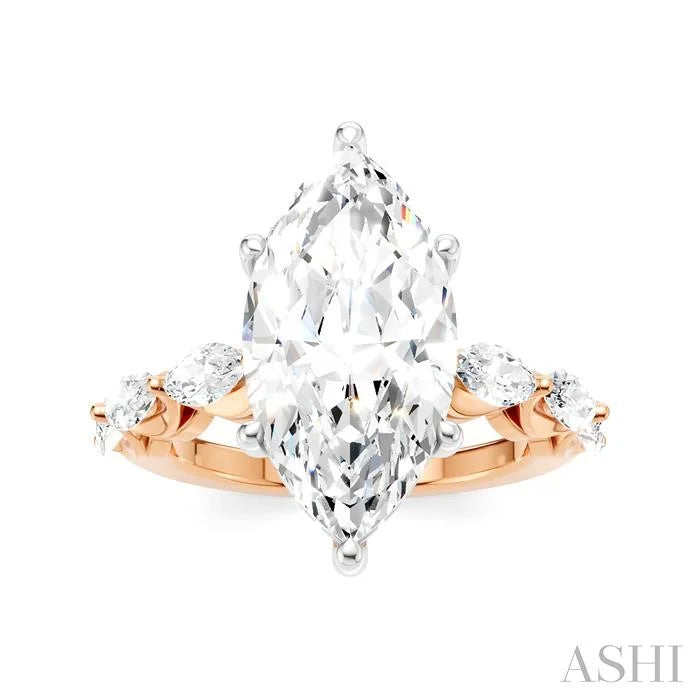 Marquise Shape Semi-Mount Diamond Engagement Ring