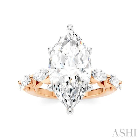 Marquise Shape Semi-Mount Diamond Engagement Ring