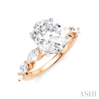 Oval Shape Semi-Mount Diamond Engagement Ring