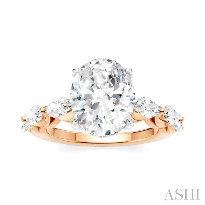 Oval Shape Semi-Mount Diamond Engagement Ring