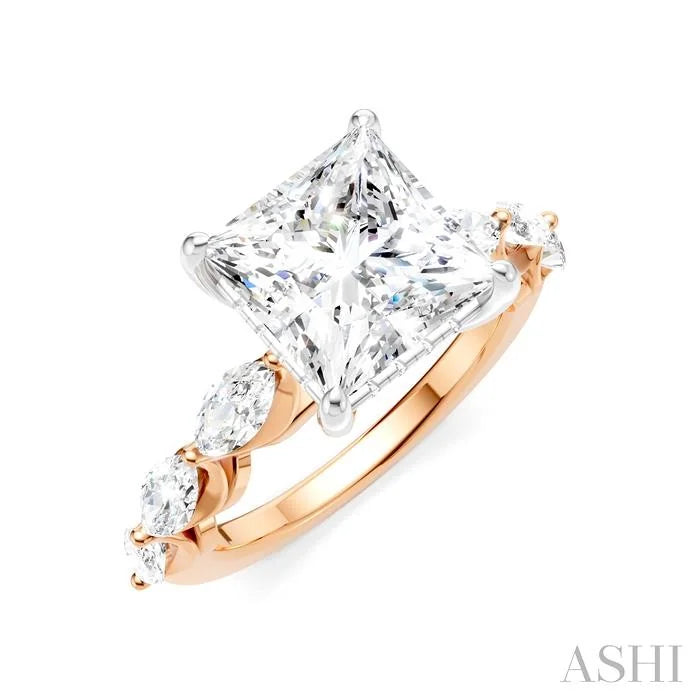 Princess Shape Semi-Mount Diamond Engagement Ring
