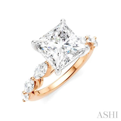 Princess Shape Semi-Mount Diamond Engagement Ring