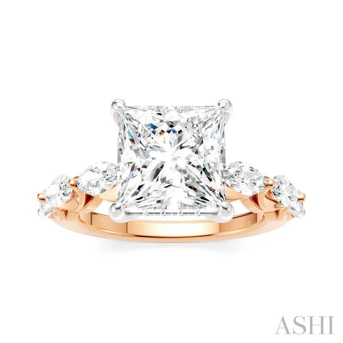 Princess Shape Semi-Mount Diamond Engagement Ring