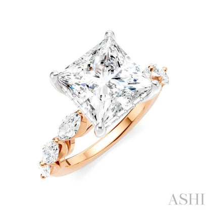 Princess Shape Semi-Mount Diamond Engagement Ring