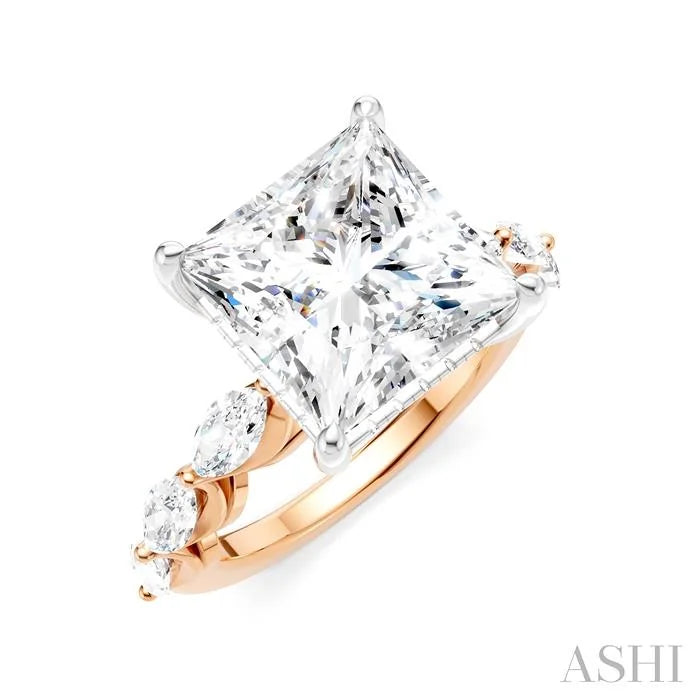 Princess Shape Semi-Mount Diamond Engagement Ring
