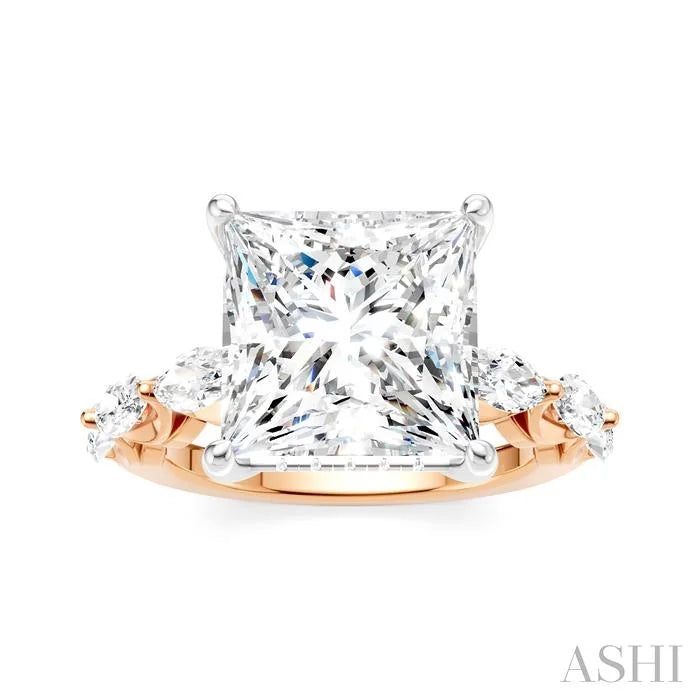 Princess Shape Semi-Mount Diamond Engagement Ring