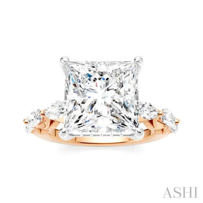 Princess Shape Semi-Mount Diamond Engagement Ring