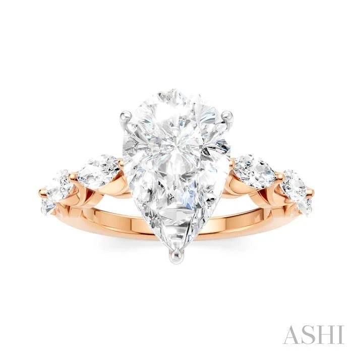 Pear Shape Semi-Mount Diamond Engagement Ring
