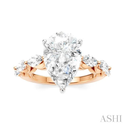 Pear Shape Semi-Mount Diamond Engagement Ring