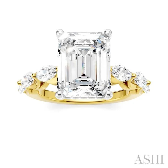 Emerald Shape Semi-Mount Diamond Engagement Ring