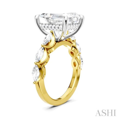 Emerald Shape Semi-Mount Diamond Engagement Ring