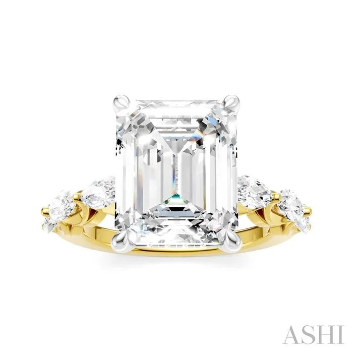 Emerald Shape Semi-Mount Diamond Engagement Ring