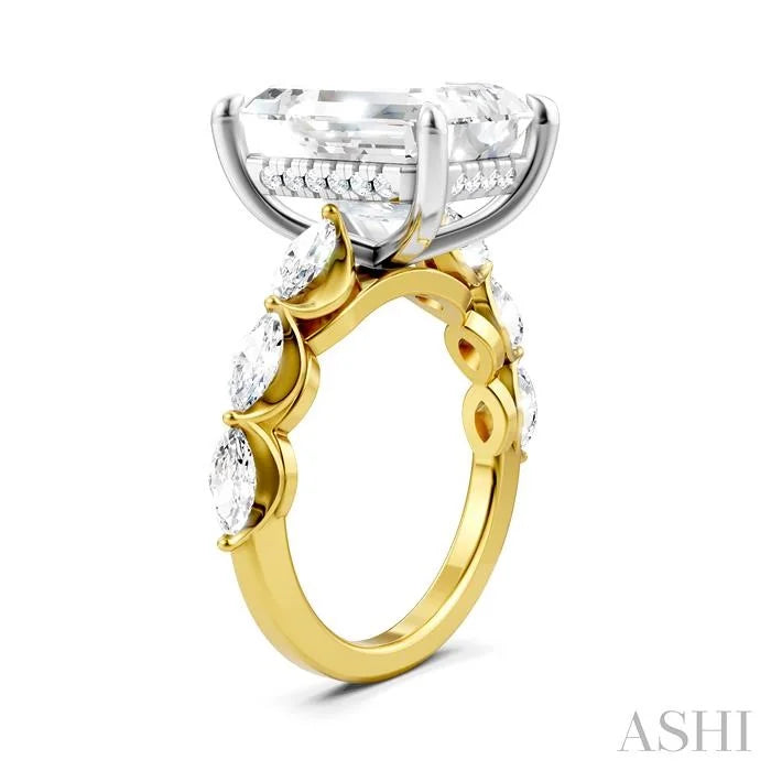 Emerald Shape Semi-Mount Diamond Engagement Ring