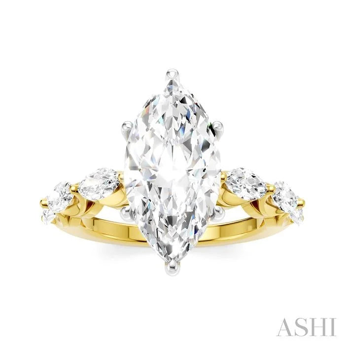Marquise Shape Semi-Mount Diamond Engagement Ring