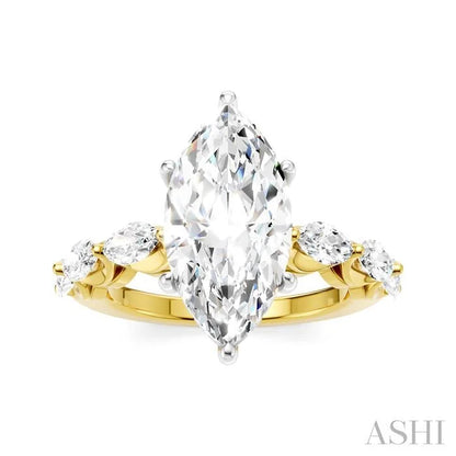 Marquise Shape Semi-Mount Diamond Engagement Ring