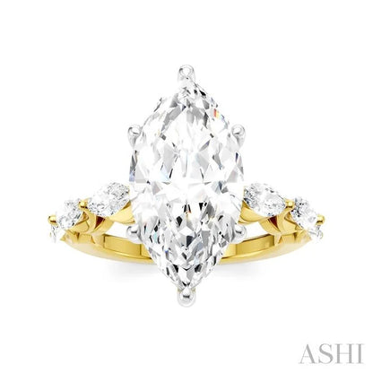 Marquise Shape Semi-Mount Diamond Engagement Ring