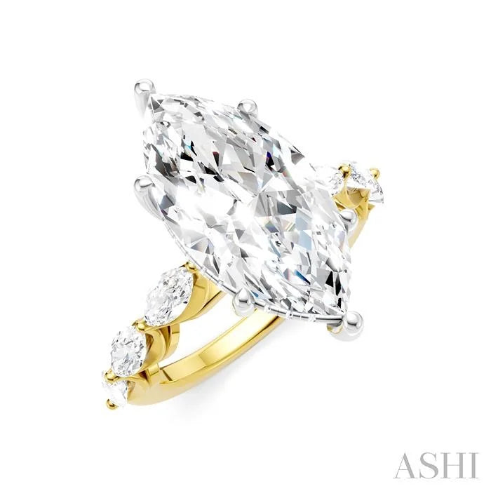 Marquise Shape Semi-Mount Diamond Engagement Ring