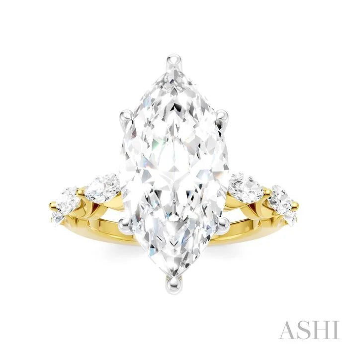 Marquise Shape Semi-Mount Diamond Engagement Ring